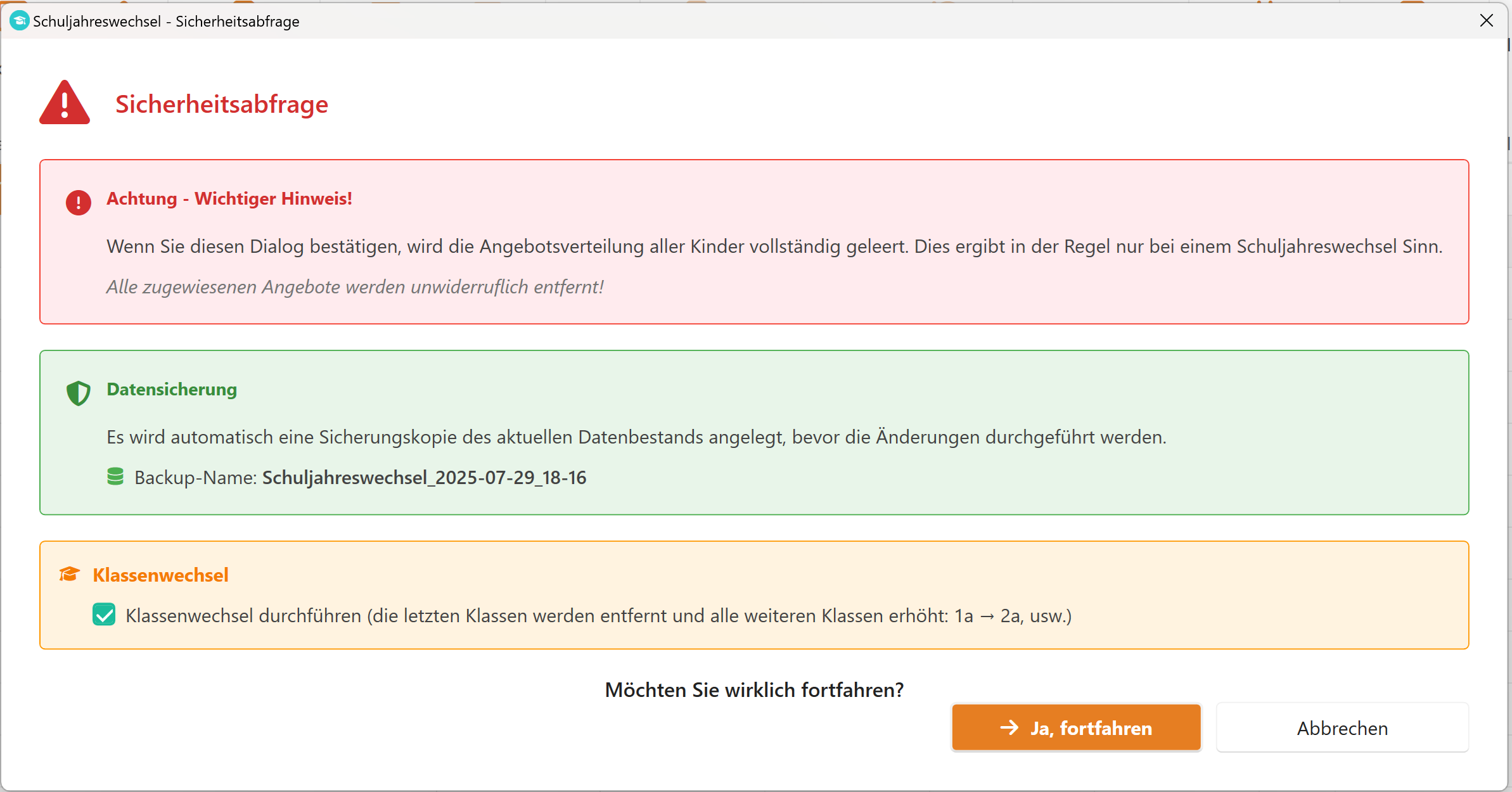 Intelligenter Schuljahreswechsel-Assistent - Automatische Versetzung und Angebotsanpassung